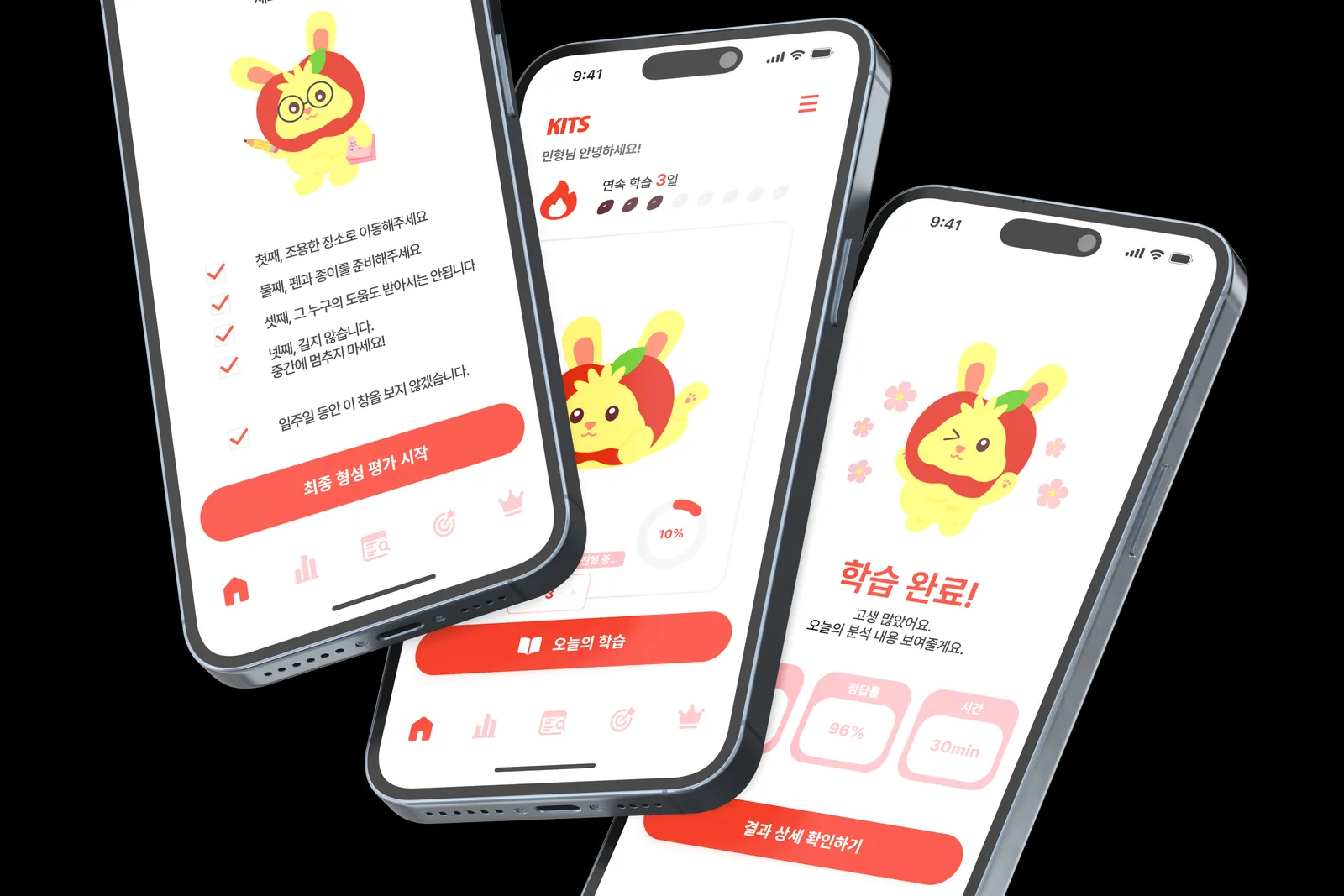 KITS app 3 phone views